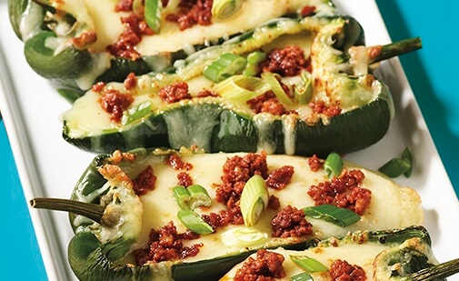 Chorizo-Stuffed Poblano Peppers dish