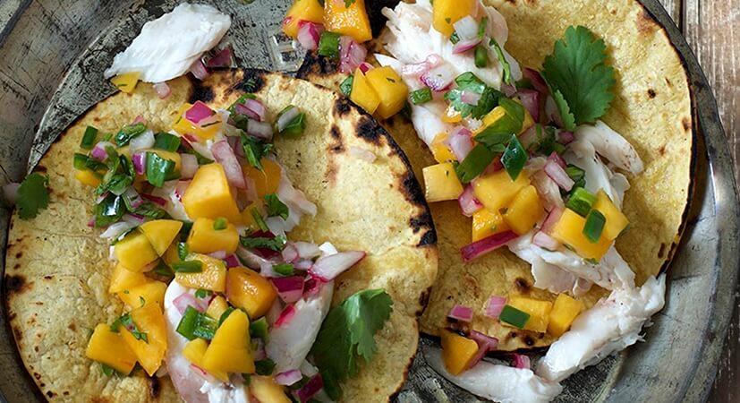 Grilled Whole Fish Tacos With Peach Salsa dish