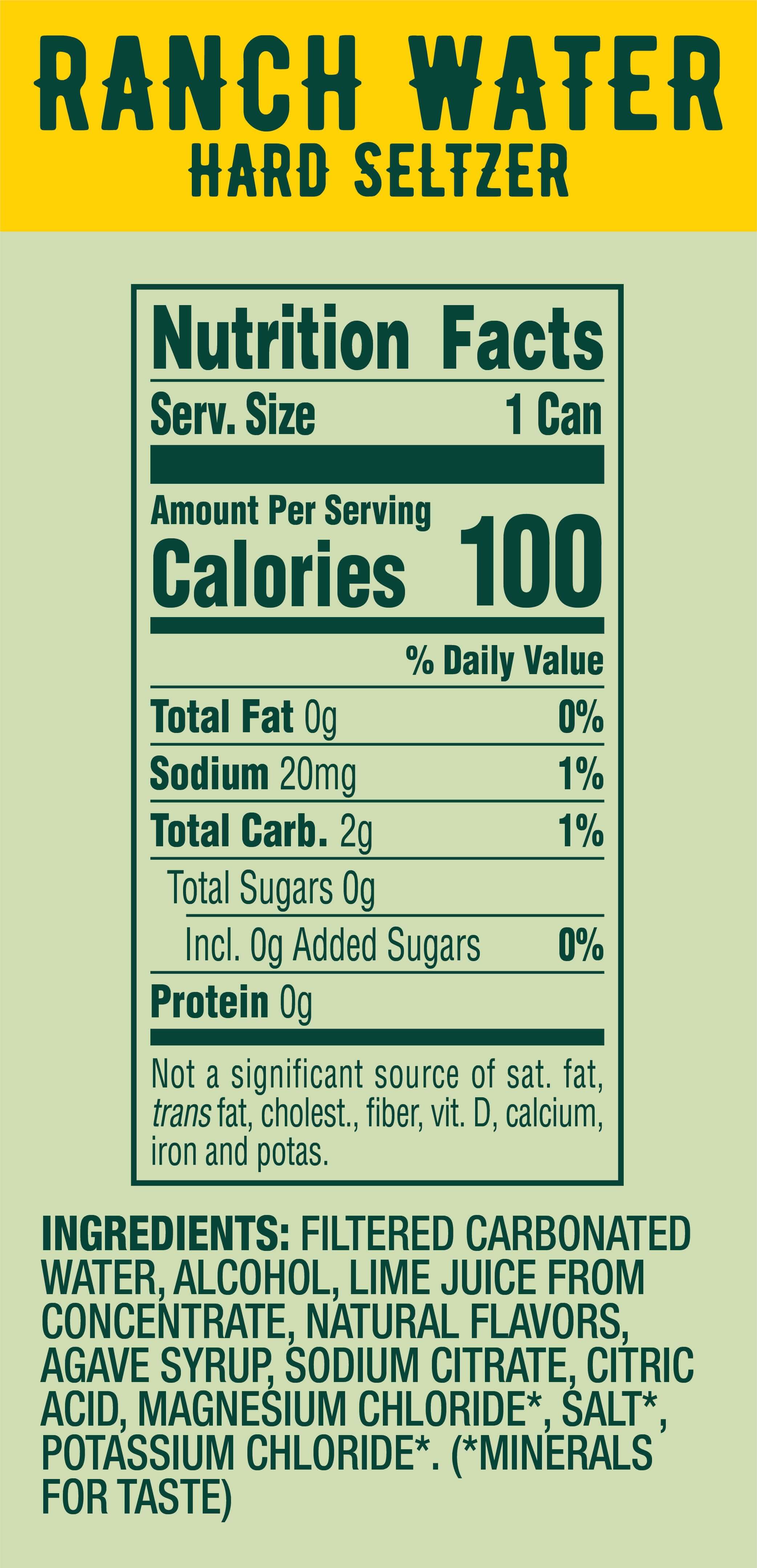 Ranch Water Hard Seltzer Nutrition Facts