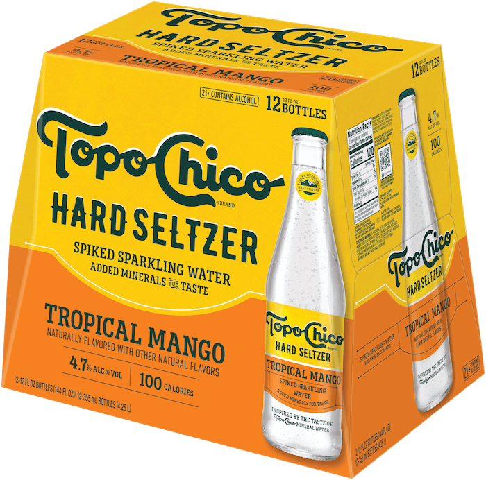 Tropical Mango Hard Seltzer Glass Bottles pack 